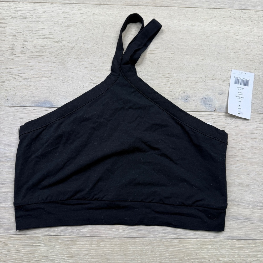 Helmut Lang Black One-Shoulder Crop Intimate Top